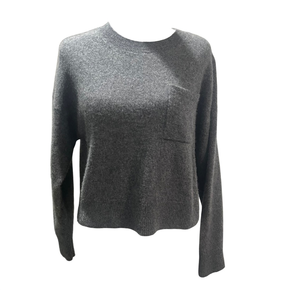 Banana Republic 100% Cashmere Sweater Gray Lightweight Cropped Crewneck‎ XS